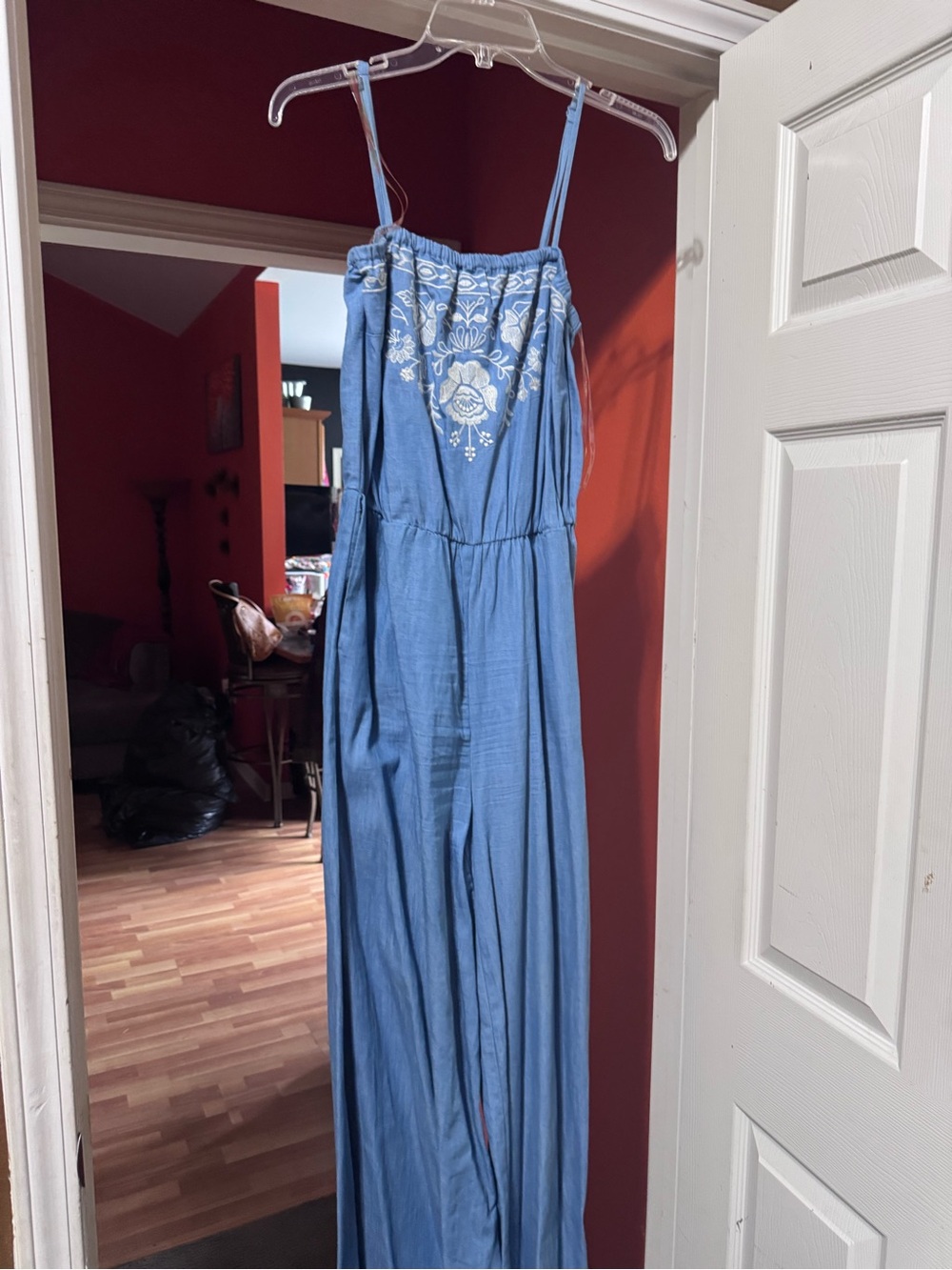 Flying Tomato Light Blue Embroidered Maxi Jumpsuit